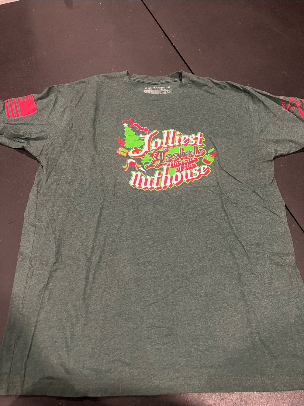 Grunt style Jolliest Assh*le T-Shirt in Dark Heather Green